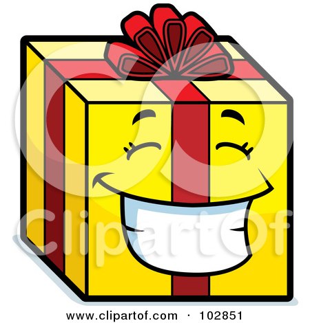 Royalty-Free (RF) Clipart Illustration of a Smiling Happy Gift by Cory Thoman