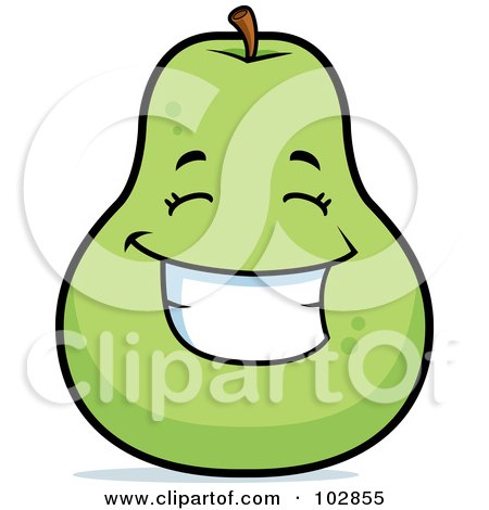 Royalty-Free (RF) Clipart Illustration of a Happy Grinning Pear by Cory Thoman