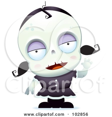 Royalty-Free (RF) Clipart Illustration of a Little Zombie Girl Waving by Cory Thoman
