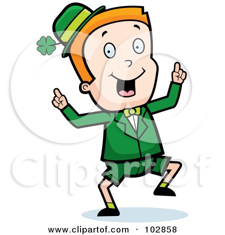 Royalty-Free (RF) Clipart Illustration of a Happy Dancing Irish Leprechaun Boy by Cory Thoman