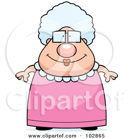 Royalty-Free (RF) Clipart Illustration of a Chubby Granny In A Pink Dress by Cory Thoman
