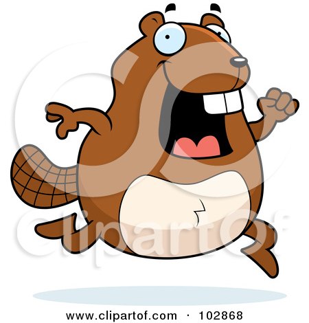 Royalty-Free (RF) Clipart Illustration of a Happy Running Beaver by Cory Thoman