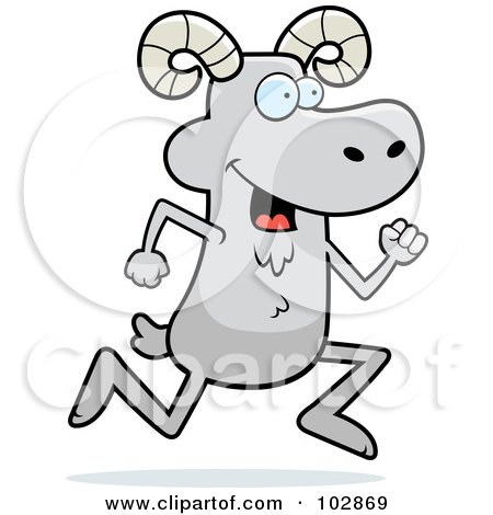 Royalty-Free (RF) Clipart Illustration of a Happy Running Ram by Cory Thoman