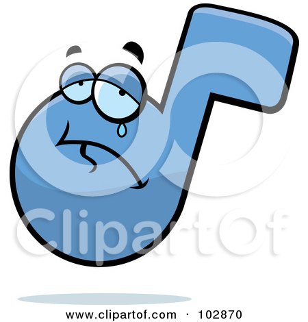 Royalty-Free (RF) Clipart Illustration of a Sad Crying Blue Note by Cory Thoman