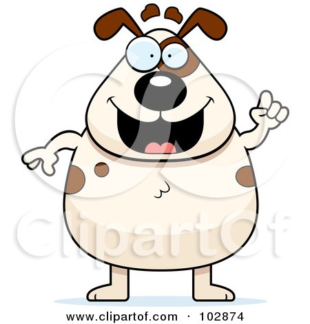 Royalty-Free (RF) Clipart Illustration of a Chubby Standing Dog Holding Up A Finger by Cory Thoman