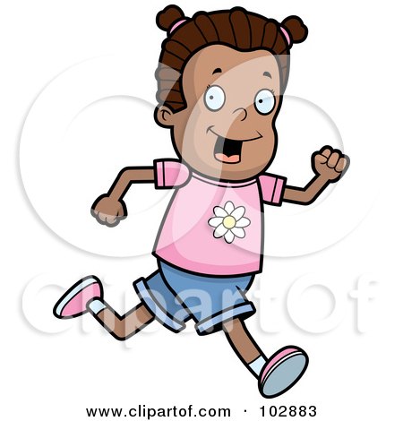 Royalty-Free (RF) Clipart Illustration of a Running Black Girl by Cory Thoman
