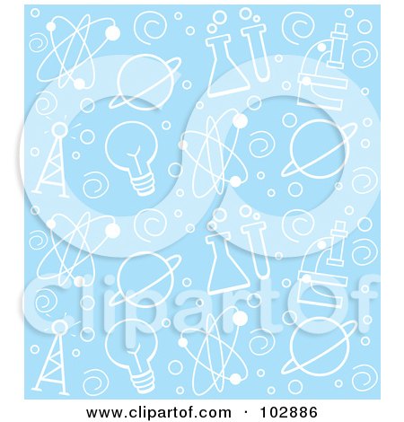 Royalty-Free (RF) Clipart Illustration of a Seamless Blue Science Pattern Background by Cory Thoman