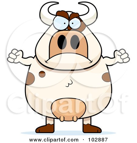 Royalty-Free (RF) Clipart Illustration of a Chubby Angry Bull by Cory Thoman