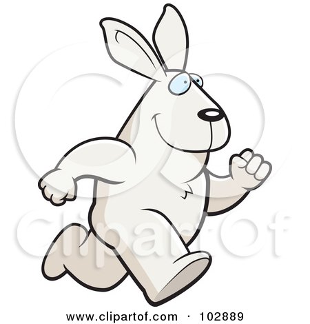 Royalty-Free (RF) Clipart Illustration of a Happy Running Rabbit by Cory Thoman