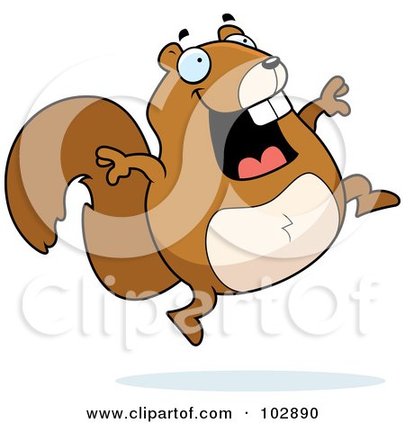 Royalty-Free (RF) Clipart Illustration of a Happy Jumping Squirrel by Cory Thoman
