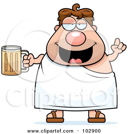 Royalty-Free (RF) Clipart Illustration of a Chubby Man With Beer by Cory Thoman