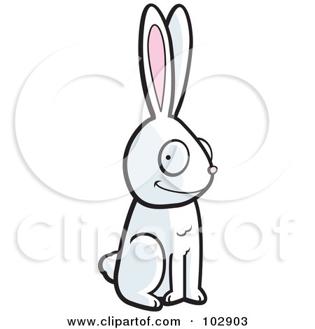 Royalty-Free (RF) Clipart Illustration of an Alert Sitting White Rabbit by Cory Thoman