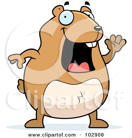 Royalty-Free (RF) Clipart Illustration of a Happy Hamster Waving by Cory Thoman