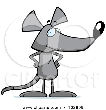Royalty-Free (RF) Clipart Illustration of a Standing Gray Mouse by Cory Thoman
