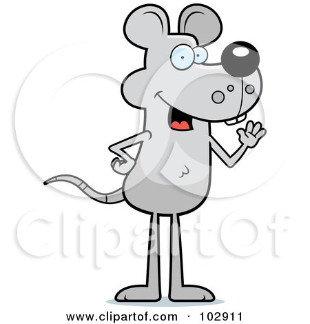 Royalty-Free (RF) Clipart Illustration of a Waving Gray Mouse by Cory Thoman