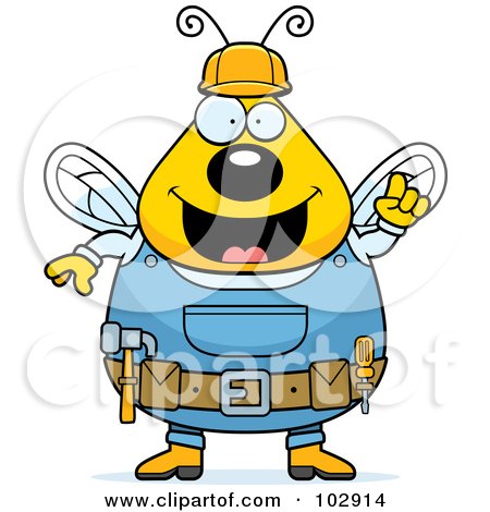 Royalty-Free (RF) Clipart Illustration of a Chubby Worker Bee With His Gear by Cory Thoman