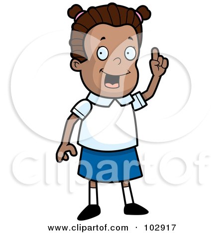 Royalty-Free (RF) Clipart Illustration of a Smart School Girl Holding Up A Finger by Cory Thoman