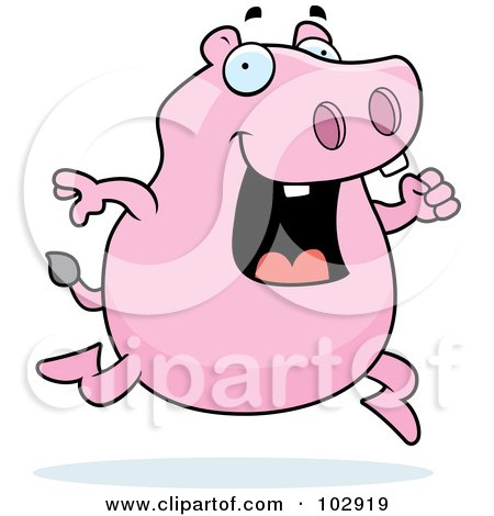 Royalty-Free (RF) Clipart Illustration of a Happy Running Hippo by Cory Thoman