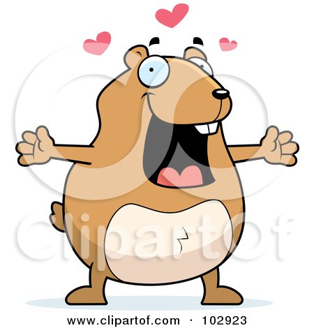 Royalty-Free (RF) Clipart Illustration of a Sweet Hamster Holding His Arms Open For A Hug by Cory Thoman