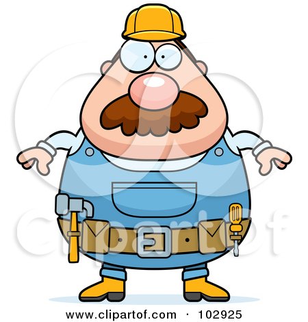 Royalty-Free (RF) Clipart Illustration of a Chubby Construction Worker by Cory Thoman