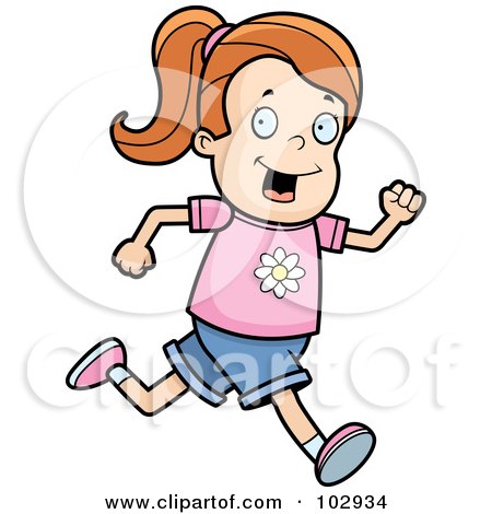Royalty-Free (RF) Clipart Illustration of a Running Red Haired Girl by Cory Thoman