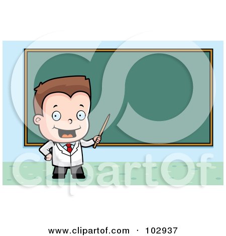 Royalty-Free (RF) Clipart Illustration of a Little Teacher Boy Pointing To A Chalk Board by Cory Thoman