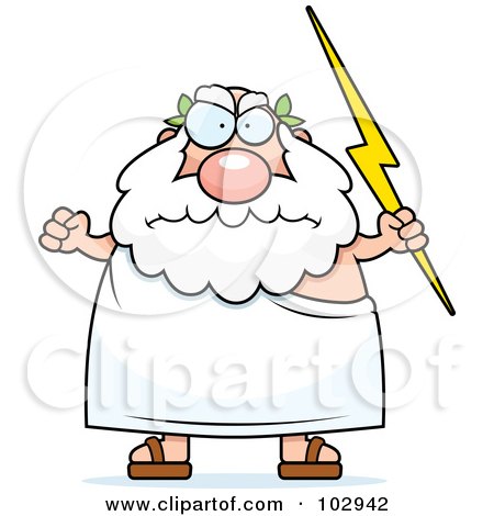 Royalty-Free (RF) Clipart Illustration of a Chubby Greek Man Holding Lightning by Cory Thoman
