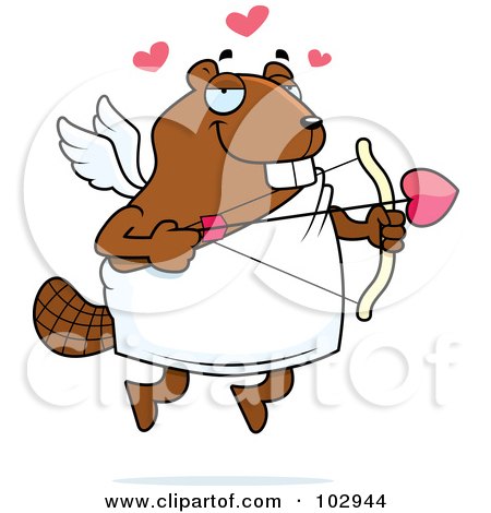Royalty-Free (RF) Clipart Illustration of a Cupid Beaver Shooting Arrows by Cory Thoman