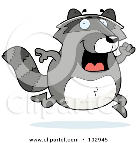 Royalty-Free (RF) Clipart Illustration of a Happy Running Raccoon by Cory Thoman