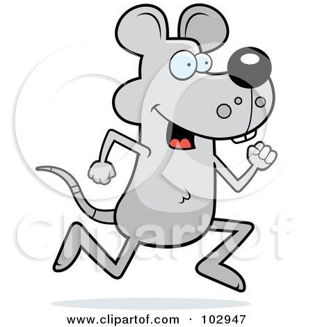 Royalty-Free (RF) Clipart Illustration of a Running Gray Mouse by Cory Thoman