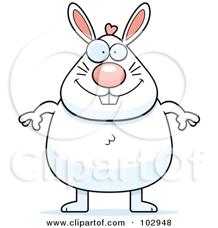 Royalty-Free (RF) Clipart Illustration of a Chubby White Bunny by Cory Thoman