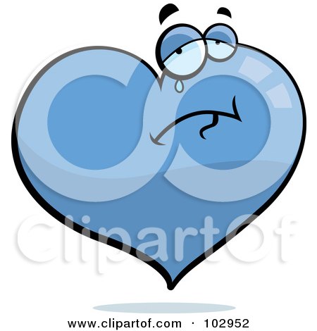Royalty-Free (RF) Clipart Illustration of a Sad Crying Blue Heart by Cory Thoman