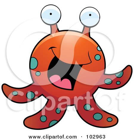 Royalty-Free (RF) Clipart Illustration of a Tentacled Sea Creature With Big Eyes by Cory Thoman