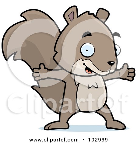 Royalty-Free (RF) Clipart Illustration of a Happy Squirrel With Open Arms by Cory Thoman