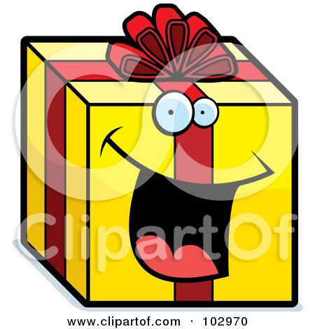 Royalty-Free (RF) Clipart Illustration of a Happy Smiling Present by Cory Thoman
