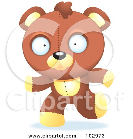 Royalty-Free (RF) Clipart Illustration of a Running Teddy Bear by Cory Thoman