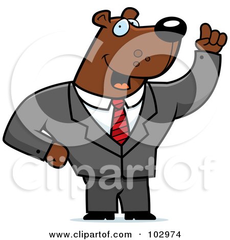 Royalty-Free (RF) Clipart Illustration of a Waving Bear Businessman by Cory Thoman