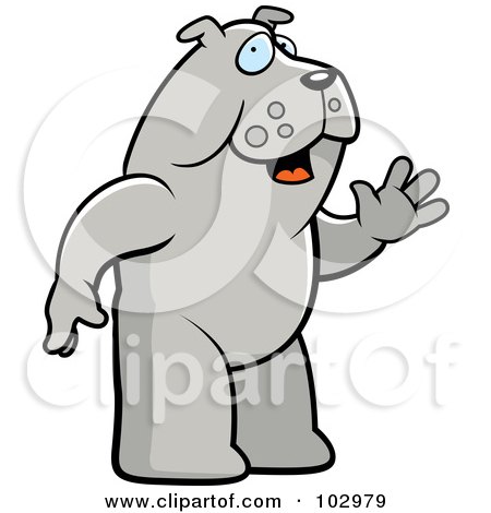 Royalty-Free (RF) Clipart Illustration of a Standing And Waving Bulldog by Cory Thoman