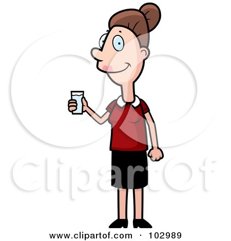 Royalty-Free (RF) Clipart Illustration of a Friendly Woman Holding A Glass Of Water by Cory Thoman