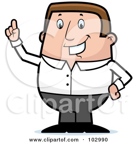 Royalty-Free (RF) Clipart Illustration of a Chubby Businessman Holding Up A Finger by Cory Thoman