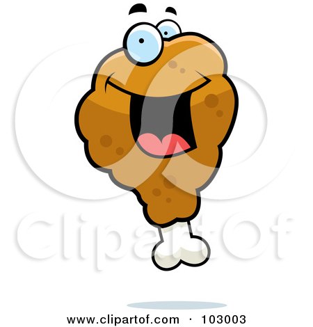 Royalty-Free (RF) Clipart Illustration of a Happy Chicken Drumstick by Cory Thoman