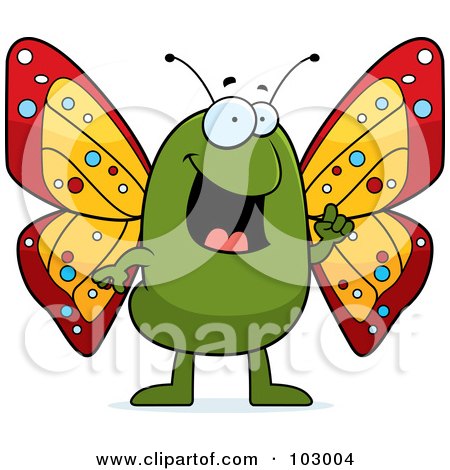 Royalty-Free (RF) Clipart Illustration of a Happy Green Butterfly by Cory Thoman