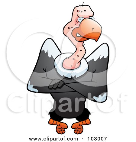 Royalty-Free (RF) Clipart Illustration of a Grumpy Vulture With His Wings Crossed by Cory Thoman