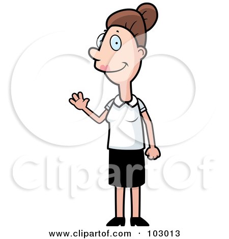 Royalty-Free (RF) Clipart Illustration of a Friendly Woman Waving by Cory Thoman