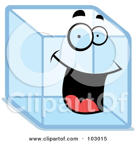 Royalty-Free (RF) Clipart Illustration of a Happy Ice Cube Character by Cory Thoman