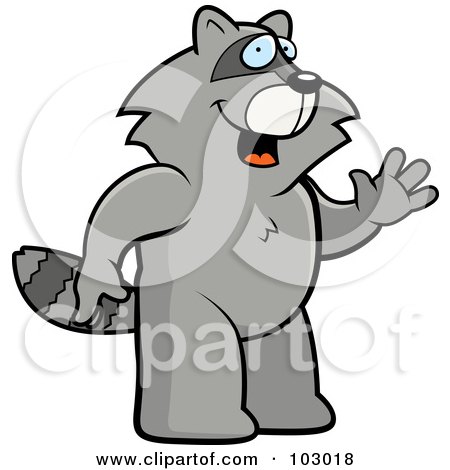 Royalty-Free (RF) Clipart Illustration of a Friendly Raccoon Waving by Cory Thoman