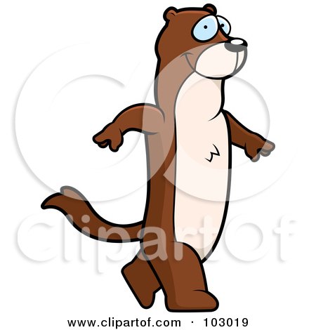 Royalty-Free (RF) Clipart Illustration of a Happy Weasel Walking by Cory Thoman