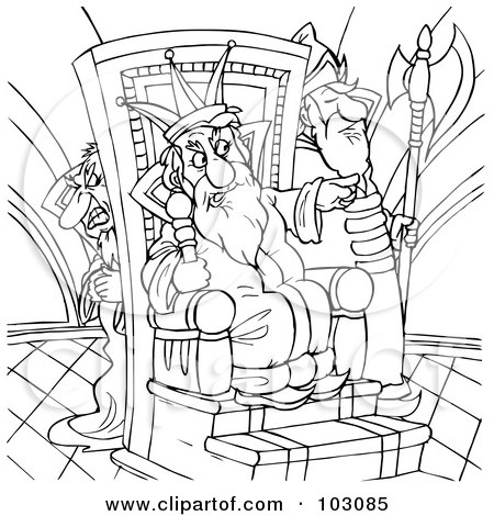 Royalty-Free (RF) Clipart Illustration of a Coloring Page Outline Of An Evil King by Alex Bannykh