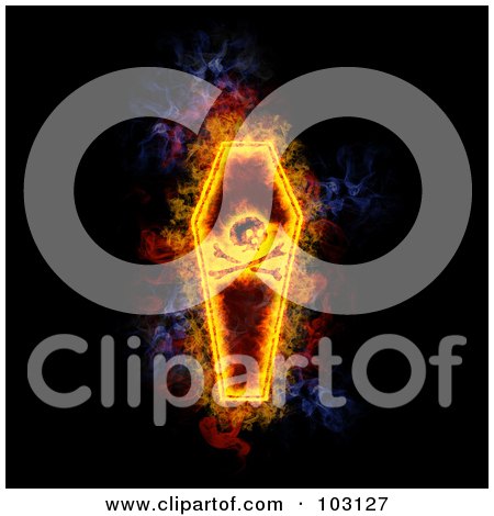Royalty-Free (RF) Clipart Illustration of a Blazing Coffin Symbol by Michael Schmeling