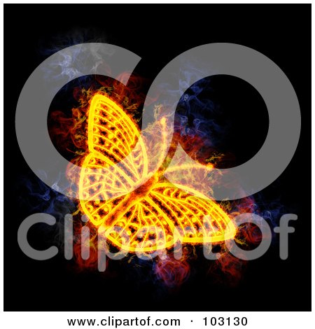 Royalty-Free (RF) Clipart Illustration of a Blazing Butterfly Symbol by Michael Schmeling